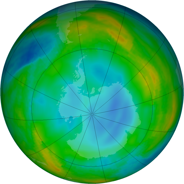 Antarctic ozone map for 29 June 1983
